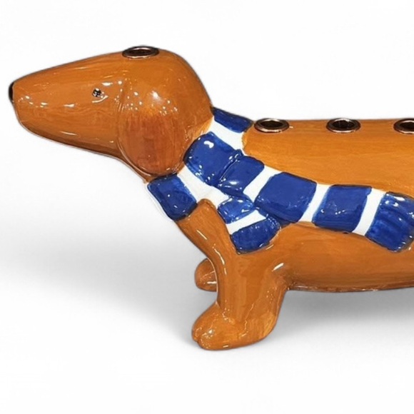NEW LARGE Dachshund WEINER DOG Menorah with Blue and White...